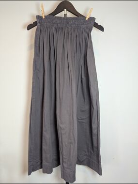 VTG Bis Bis Gene Ewing Women Size S Rich Denim Gray Peasant Long Skirt Pockets